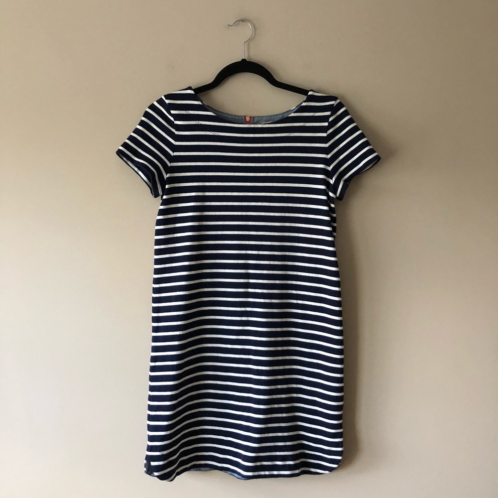 BOGO sale LOFT navy blue and white striped dress